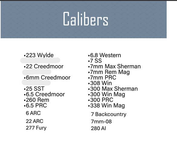seekins custom rifle calibers